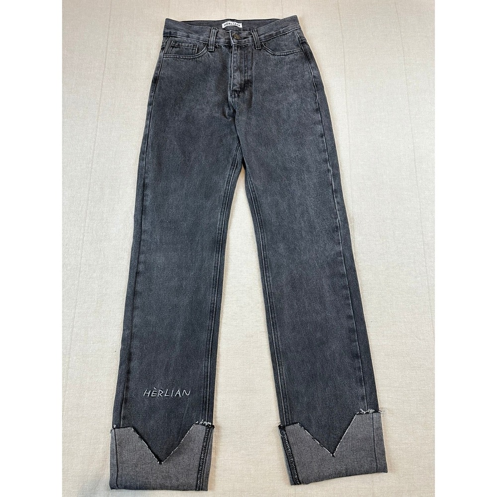 HÈRLIAN | Grey Turned-Up Jeans Straight Leg | Women's S